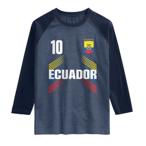 Ecuador Soccer Sports Graphic Number 10 Jersey Style Raglan Shirt Proud Ecuadorian Football Fans Game Day Pride TS02 Heather Denim Navy Print Your Wear