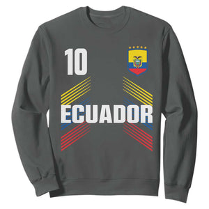 Ecuador Soccer Sports Graphic Number 10 Jersey Style Sweatshirt Proud Ecuadorian Football Fans Game Day Pride TS02 Dark Heather Print Your Wear