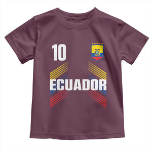 Ecuador Soccer Sports Graphic Number 10 Jersey Style Toddler T Shirt Proud Ecuadorian Football Fans Game Day Pride TS02 Maroon Print Your Wear