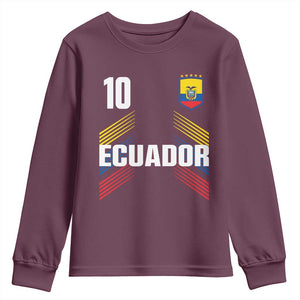 Ecuador Soccer Sports Graphic Number 10 Jersey Style Youth Sweatshirt Proud Ecuadorian Football Fans Game Day Pride TS02 Maroon Print Your Wear