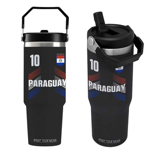 Paraguay Soccer Sports Graphic Number 10 Jersey Style Flip Straw Tumbler Proud Paraguayan Football Fans Game Day Pride TS02 One Size: 30 oz Black Print Your Wear