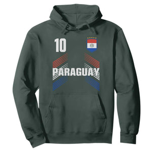 Paraguay Soccer Sports Graphic Number 10 Jersey Style Hoodie Proud Paraguayan Football Fans Game Day Pride TS02 Dark Forest Green Print Your Wear