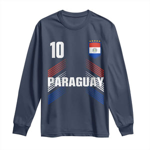 Paraguay Soccer Sports Graphic Number 10 Jersey Style Long Sleeve Shirt Proud Paraguayan Football Fans Game Day Pride TS02 Navy Print Your Wear