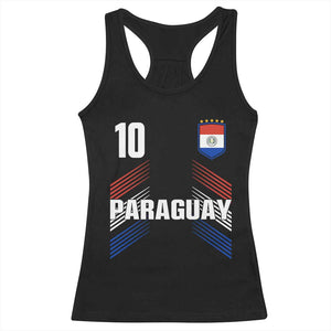 Paraguay Soccer Sports Graphic Number 10 Jersey Style Racerback Tank Top Proud Paraguayan Football Fans Game Day Pride TS02 Black Print Your Wear
