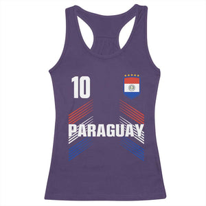 Paraguay Soccer Sports Graphic Number 10 Jersey Style Racerback Tank Top Proud Paraguayan Football Fans Game Day Pride TS02 Purple Print Your Wear