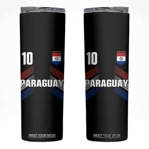 Paraguay Soccer Sports Graphic Number 10 Jersey Style Skinny Tumbler Proud Paraguayan Football Fans Game Day Pride TS02 Black Print Your Wear