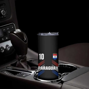 Paraguay Soccer Sports Graphic Number 10 Jersey Style Skinny Tumbler Proud Paraguayan Football Fans Game Day Pride TS02 Print Your Wear