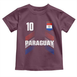 Paraguay Soccer Sports Graphic Number 10 Jersey Style Toddler T Shirt Proud Paraguayan Football Fans Game Day Pride TS02 Maroon Print Your Wear