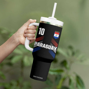 Paraguay Soccer Sports Graphic Number 10 Jersey Style Tumbler With Handle Proud Paraguayan Football Fans Game Day Pride TS02 Print Your Wear