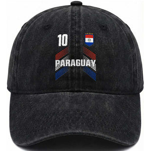 Paraguay Soccer Sports Graphic Number 10 Jersey Style Washed Cotton Baseball Cap Proud Paraguayan Football Fans Game Day Pride TS02 Print Your Wear