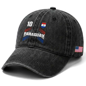 Paraguay Soccer Sports Graphic Number 10 Jersey Style Washed Cotton Baseball Cap Proud Paraguayan Football Fans Game Day Pride TS02 Print Your Wear