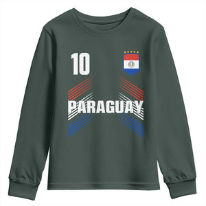 Paraguay Soccer Sports Graphic Number 10 Jersey Style Youth Sweatshirt Proud Paraguayan Football Fans Game Day Pride TS02 Dark Forest Green Print Your Wear