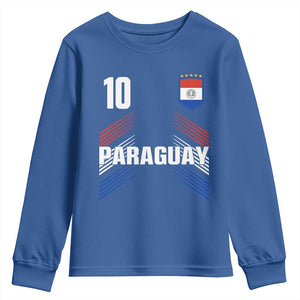 Paraguay Soccer Sports Graphic Number 10 Jersey Style Youth Sweatshirt Proud Paraguayan Football Fans Game Day Pride TS02 Royal Blue Print Your Wear