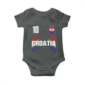 Croatia Soccer Sports Graphic Number 10 Jersey Style Baby Onesie Proud Croatian Football Fans Game Day Pride TS02 Dark Heather Print Your Wear
