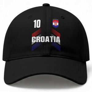 Croatia Soccer Sports Graphic Number 10 Jersey Style Baseball Cap Proud Croatian Football Fans Game Day Pride TS02 Print Your Wear