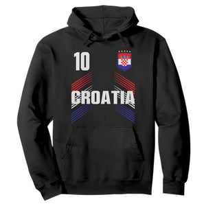 Croatia Soccer Sports Graphic Number 10 Jersey Style Hoodie Proud Croatian Football Fans Game Day Pride TS02 Black Print Your Wear