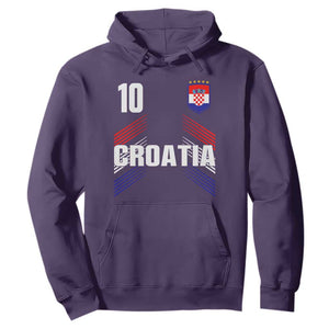 Croatia Soccer Sports Graphic Number 10 Jersey Style Hoodie Proud Croatian Football Fans Game Day Pride TS02 Purple Print Your Wear