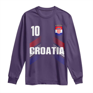 Croatia Soccer Sports Graphic Number 10 Jersey Style Long Sleeve Shirt Proud Croatian Football Fans Game Day Pride TS02 Purple Print Your Wear
