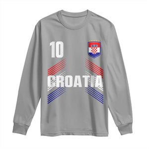 Croatia Soccer Sports Graphic Number 10 Jersey Style Long Sleeve Shirt Proud Croatian Football Fans Game Day Pride TS02 Sport Gray Print Your Wear
