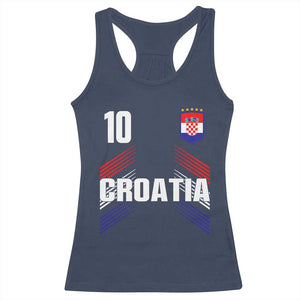 Croatia Soccer Sports Graphic Number 10 Jersey Style Racerback Tank Top Proud Croatian Football Fans Game Day Pride TS02 Navy Print Your Wear