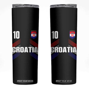 Croatia Soccer Sports Graphic Number 10 Jersey Style Skinny Tumbler Proud Croatian Football Fans Game Day Pride TS02 Black Print Your Wear