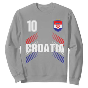 Croatia Soccer Sports Graphic Number 10 Jersey Style Sweatshirt Proud Croatian Football Fans Game Day Pride TS02 Sport Gray Print Your Wear