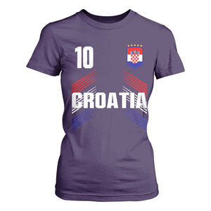 Croatia Soccer Sports Graphic Number 10 Jersey Style T Shirt For Women Proud Croatian Football Fans Game Day Pride TS02 Purple Print Your Wear