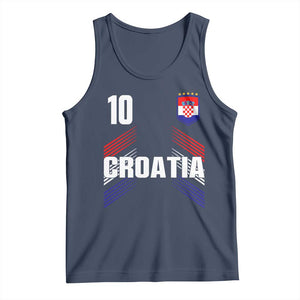 Croatia Soccer Sports Graphic Number 10 Jersey Style Tank Top Proud Croatian Football Fans Game Day Pride TS02 Navy Print Your Wear