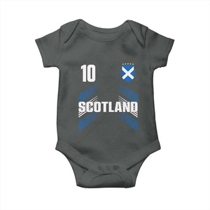 Scotland Soccer Sports Graphic Number 10 Jersey Style Baby Onesie Proud Scottish Football Fans Game Day Pride TS02 Dark Heather Print Your Wear