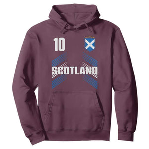 Scotland Soccer Sports Graphic Number 10 Jersey Style Hoodie Proud Scottish Football Fans Game Day Pride TS02 Maroon Print Your Wear
