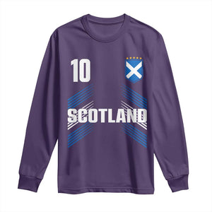 Scotland Soccer Sports Graphic Number 10 Jersey Style Long Sleeve Shirt Proud Scottish Football Fans Game Day Pride TS02 Purple Print Your Wear