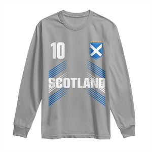 Scotland Soccer Sports Graphic Number 10 Jersey Style Long Sleeve Shirt Proud Scottish Football Fans Game Day Pride TS02 Sport Gray Print Your Wear