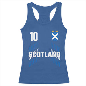Scotland Soccer Sports Graphic Number 10 Jersey Style Racerback Tank Top Proud Scottish Football Fans Game Day Pride TS02 Royal Blue Print Your Wear