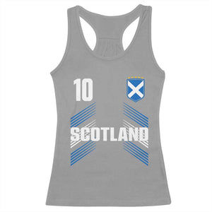 Scotland Soccer Sports Graphic Number 10 Jersey Style Racerback Tank Top Proud Scottish Football Fans Game Day Pride TS02 Sport Gray Print Your Wear