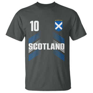 Scotland Soccer Sports Graphic Number 10 Jersey Style T Shirt Proud Scottish Football Fans Game Day Pride TS02 Dark Heather Print Your Wear
