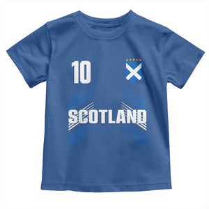 Scotland Soccer Sports Graphic Number 10 Jersey Style Toddler T Shirt Proud Scottish Football Fans Game Day Pride TS02 Royal Blue Print Your Wear