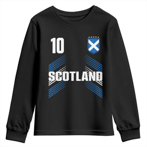 Scotland Soccer Sports Graphic Number 10 Jersey Style Youth Sweatshirt Proud Scottish Football Fans Game Day Pride TS02 Black Print Your Wear