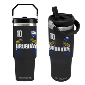 Uruguay Soccer Sports Graphic Number 10 Jersey Style Flip Straw Tumbler Proud Uruguayan Football Fans Game Day Pride TS02 One Size: 30 oz Black Print Your Wear