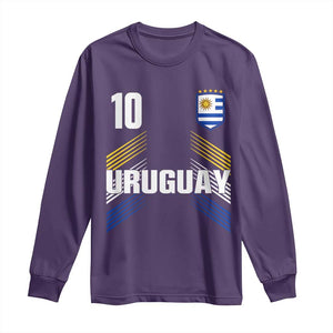 Uruguay Soccer Sports Graphic Number 10 Jersey Style Long Sleeve Shirt Proud Uruguayan Football Fans Game Day Pride TS02 Purple Print Your Wear