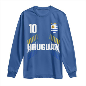 Uruguay Soccer Sports Graphic Number 10 Jersey Style Long Sleeve Shirt Proud Uruguayan Football Fans Game Day Pride TS02 Royal Blue Print Your Wear