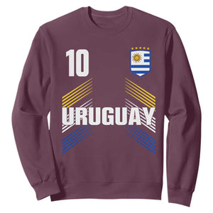 Uruguay Soccer Sports Graphic Number 10 Jersey Style Sweatshirt Proud Uruguayan Football Fans Game Day Pride TS02 Maroon Print Your Wear