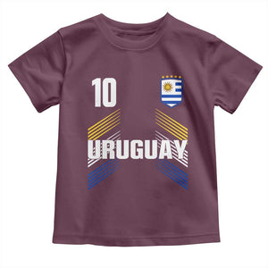 Uruguay Soccer Sports Graphic Number 10 Jersey Style Toddler T Shirt Proud Uruguayan Football Fans Game Day Pride TS02 Maroon Print Your Wear