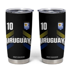 Uruguay Soccer Sports Graphic Number 10 Jersey Style Tumbler Cup Proud Uruguayan Football Fans Game Day Pride TS02 Black Print Your Wear