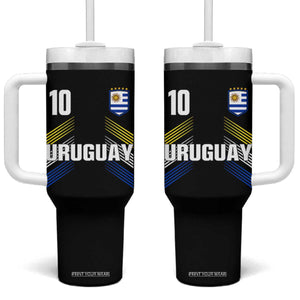 Uruguay Soccer Sports Graphic Number 10 Jersey Style Tumbler With Handle Proud Uruguayan Football Fans Game Day Pride TS02 One Size: 40 oz Black Print Your Wear