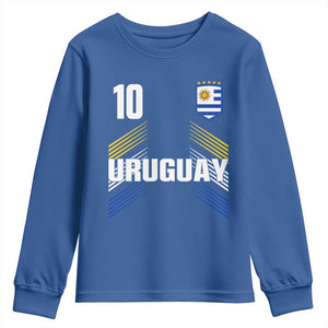 Uruguay Soccer Sports Graphic Number 10 Jersey Style Youth Sweatshirt Proud Uruguayan Football Fans Game Day Pride TS02 Royal Blue Print Your Wear