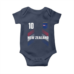 New Zealand Soccer Sports Graphic Number 10 Jersey Style Baby Onesie Proud Kiwis Football Fans Game Day Pride TS02 Navy Print Your Wear