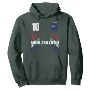 New Zealand Soccer Sports Graphic Number 10 Jersey Style Hoodie Proud Kiwis Football Fans Game Day Pride TS02 Dark Forest Green Print Your Wear
