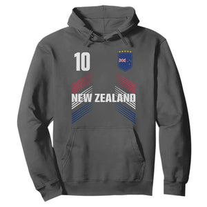 New Zealand Soccer Sports Graphic Number 10 Jersey Style Hoodie Proud Kiwis Football Fans Game Day Pride TS02 Dark Heather Print Your Wear