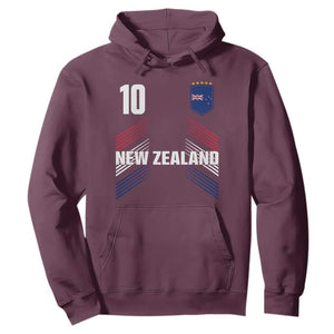 New Zealand Soccer Sports Graphic Number 10 Jersey Style Hoodie Proud Kiwis Football Fans Game Day Pride TS02 Maroon Print Your Wear