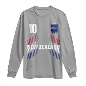 New Zealand Soccer Sports Graphic Number 10 Jersey Style Long Sleeve Shirt Proud Kiwis Football Fans Game Day Pride TS02 Sport Gray Print Your Wear